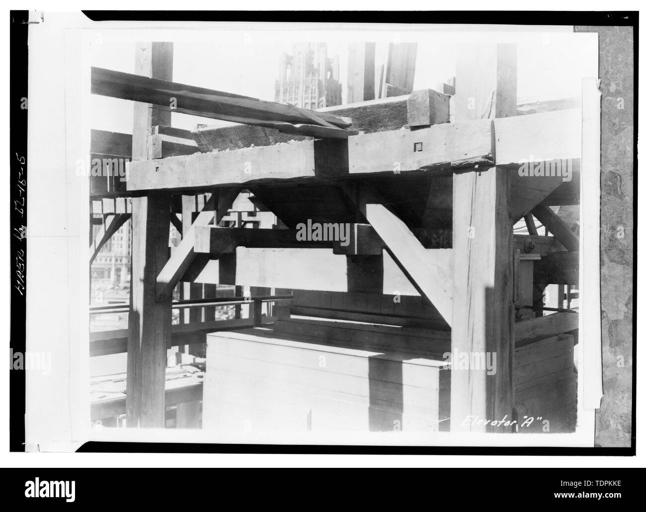 showing wood structural system. Illinois Central Railroad, Grain