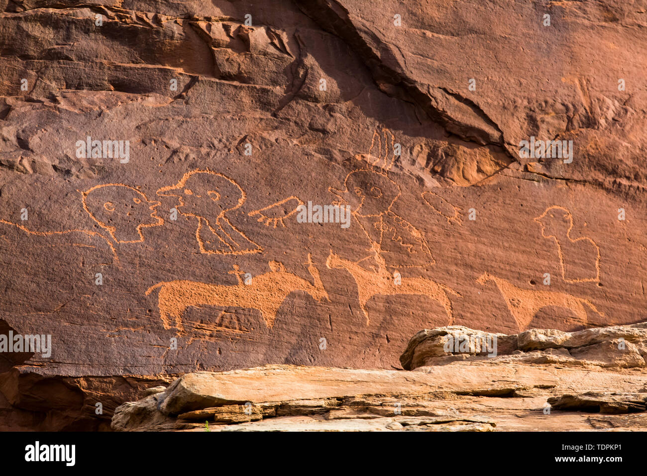 Sand Island Petroglyph Panel, Bears Ears National Monument, near Bluff; Utah, United States of America Stock Photo