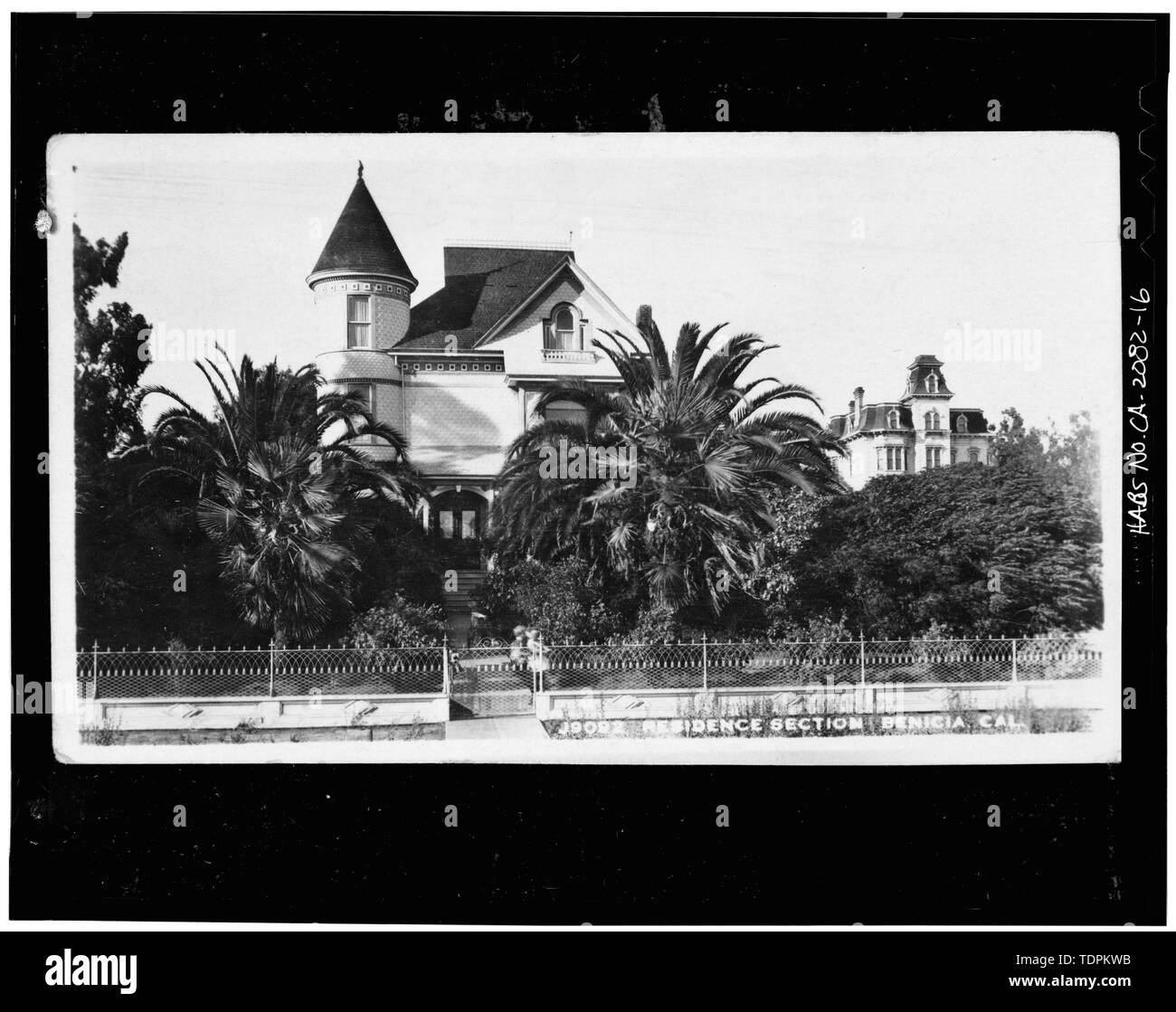 Photocopy of postcard (from Ardella Fish Shanks) Frank Stumm, photographer ca. 1908-16 SOUTH FRONT, HASTINGS HOUSE IN BACKGROUND - Riddell Fish House, 245 West K Street, Benicia, Solano County, CA Stock Photo