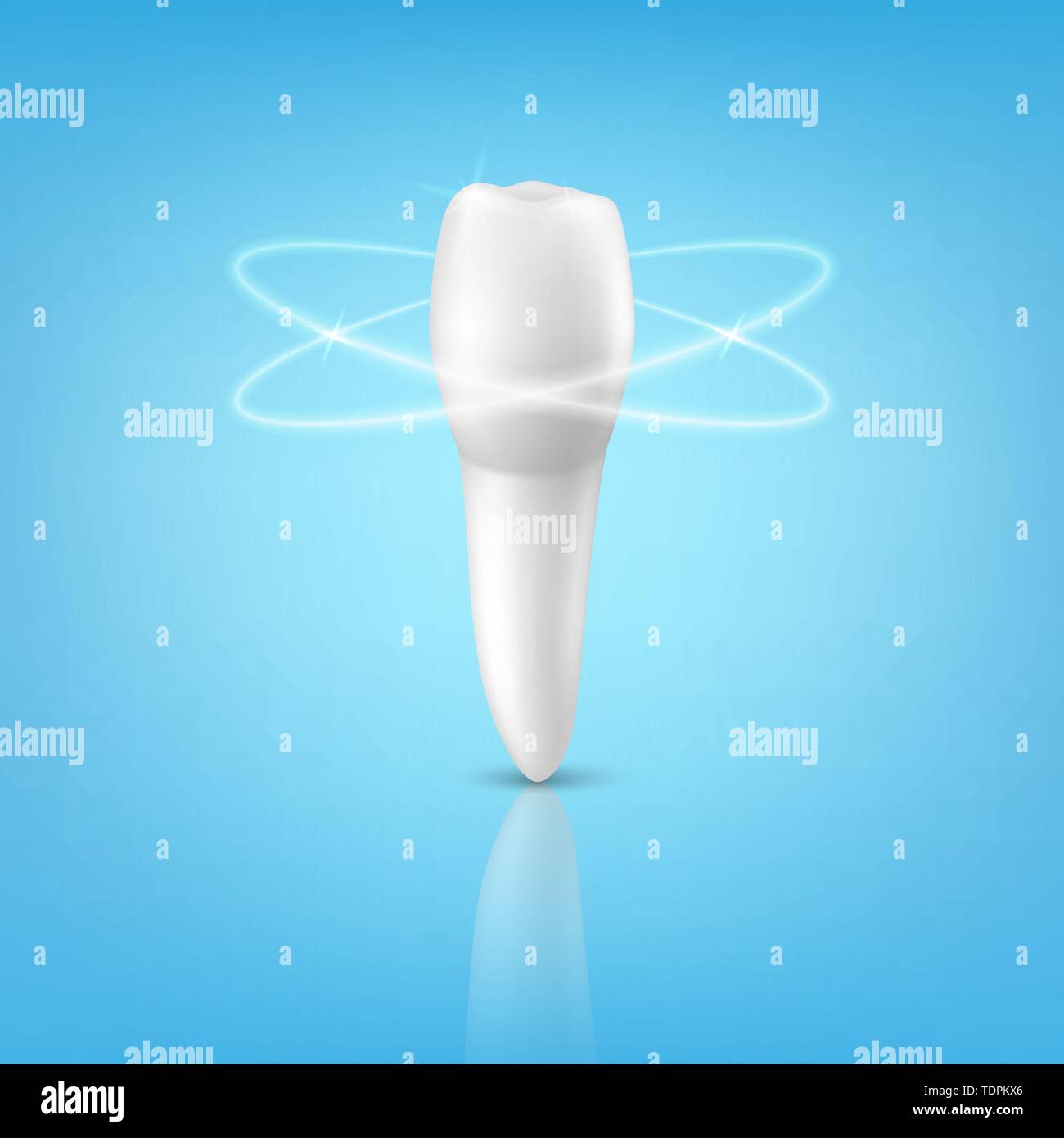 Vector 3d Realistic Render Human Tooth with Glow Closeup Isolated on ...