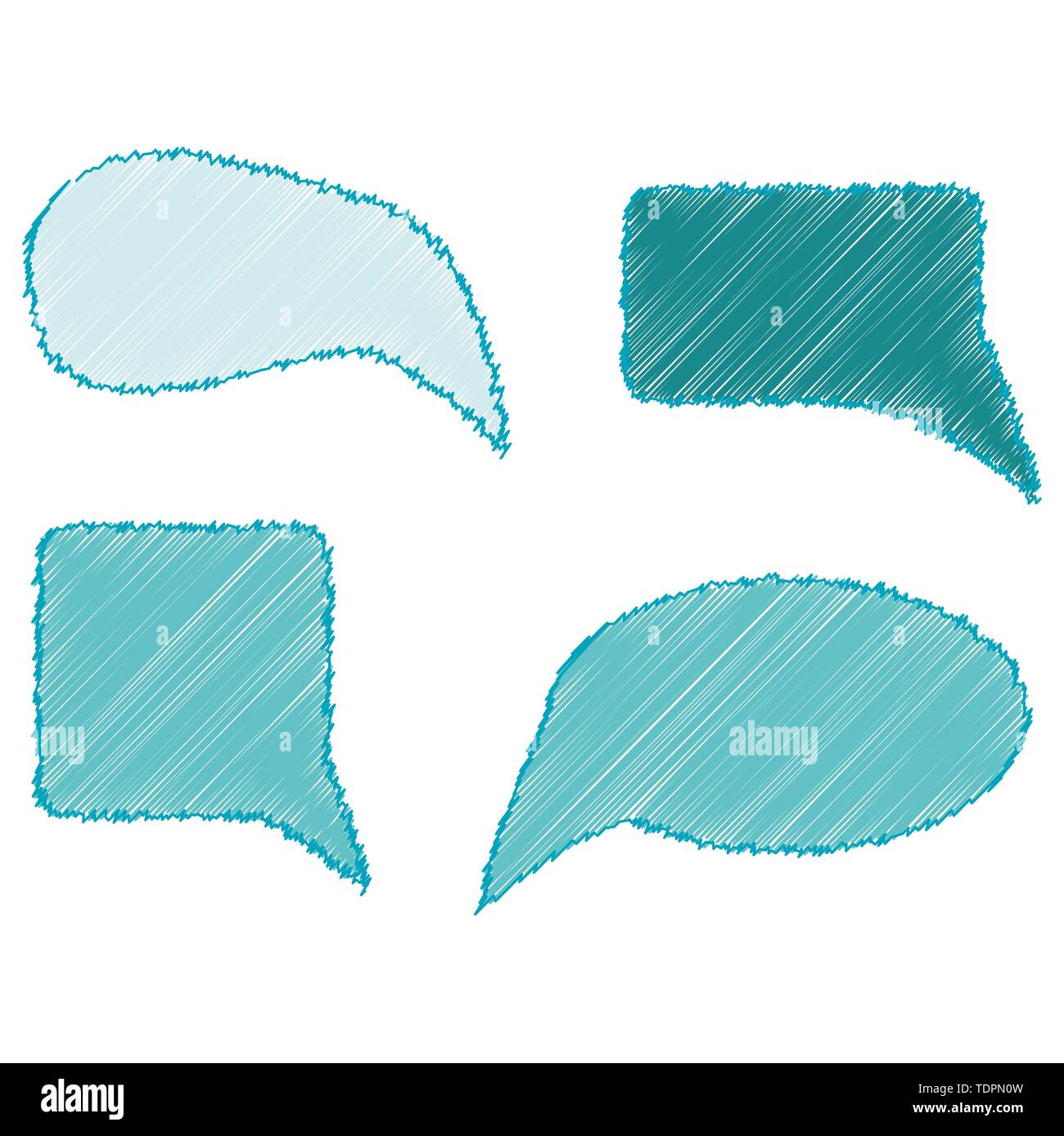 Handdrawn colored speech bubbles set on the white background Stock ...
