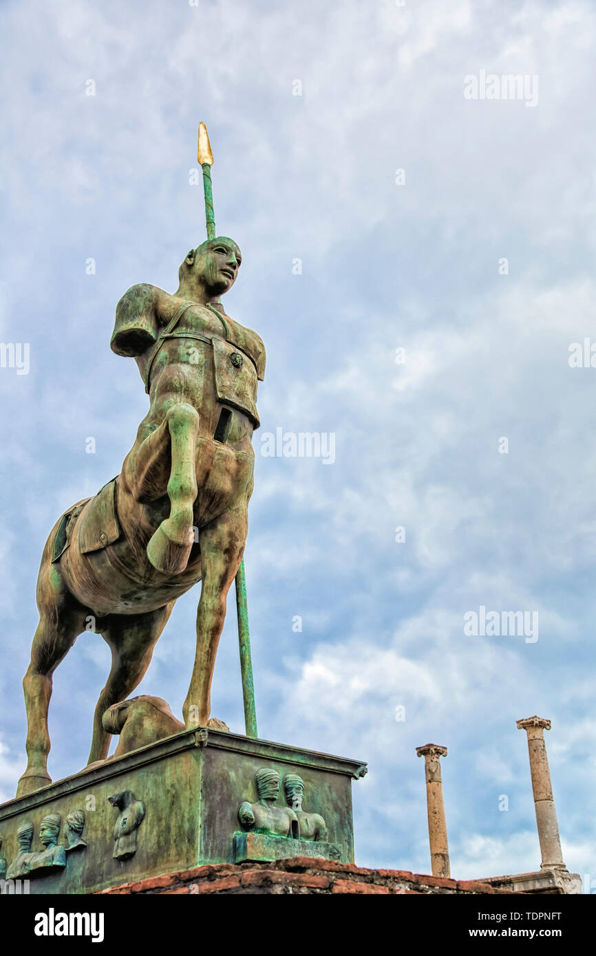 Statue of a centaur in ruins; Pompeii, Italy Stock Photo