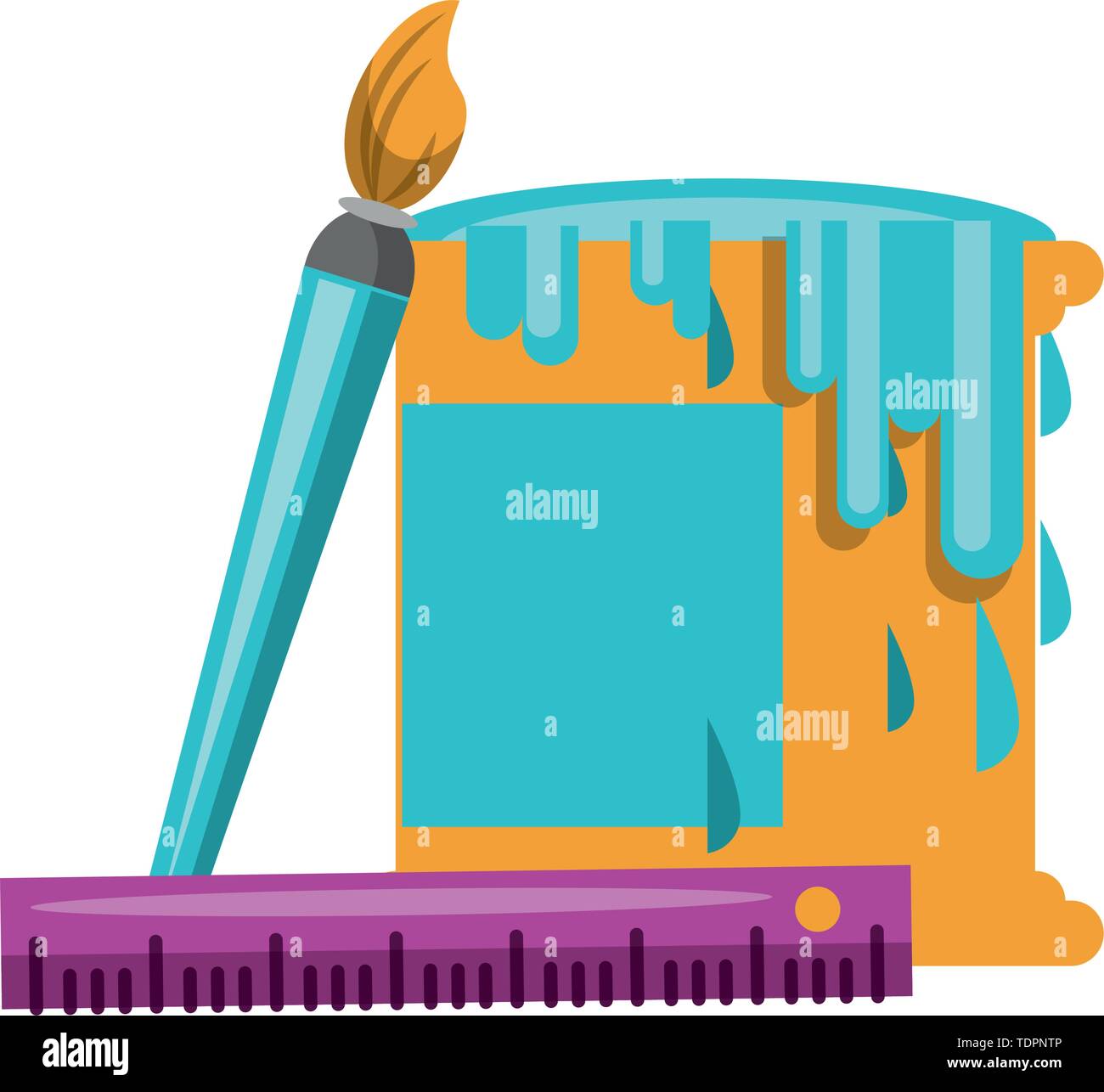Paint bucket with brush and ruler symbols Stock Vector Image & Art - Alamy