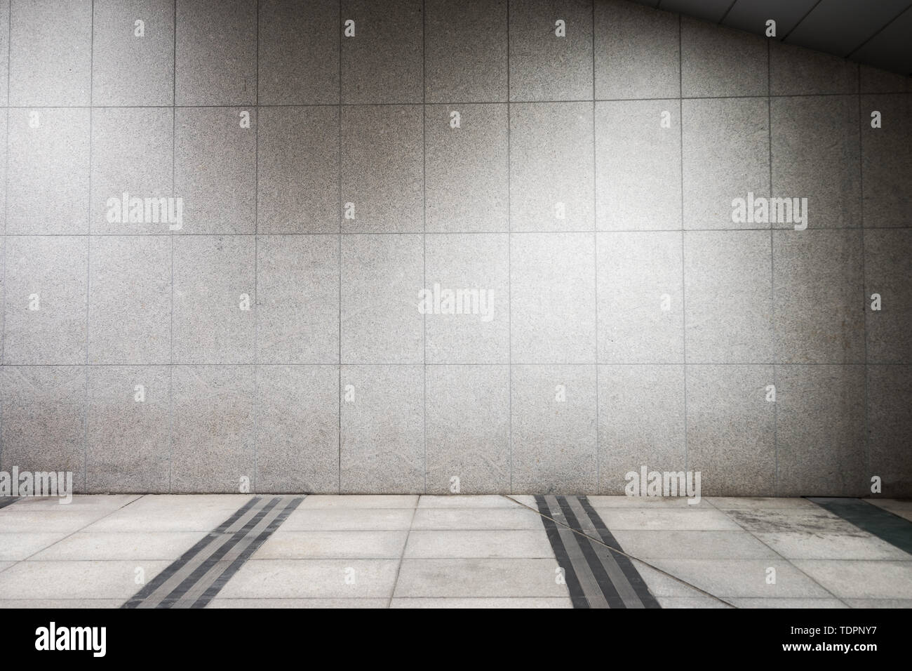 Empty floor and marble wall Stock Photo