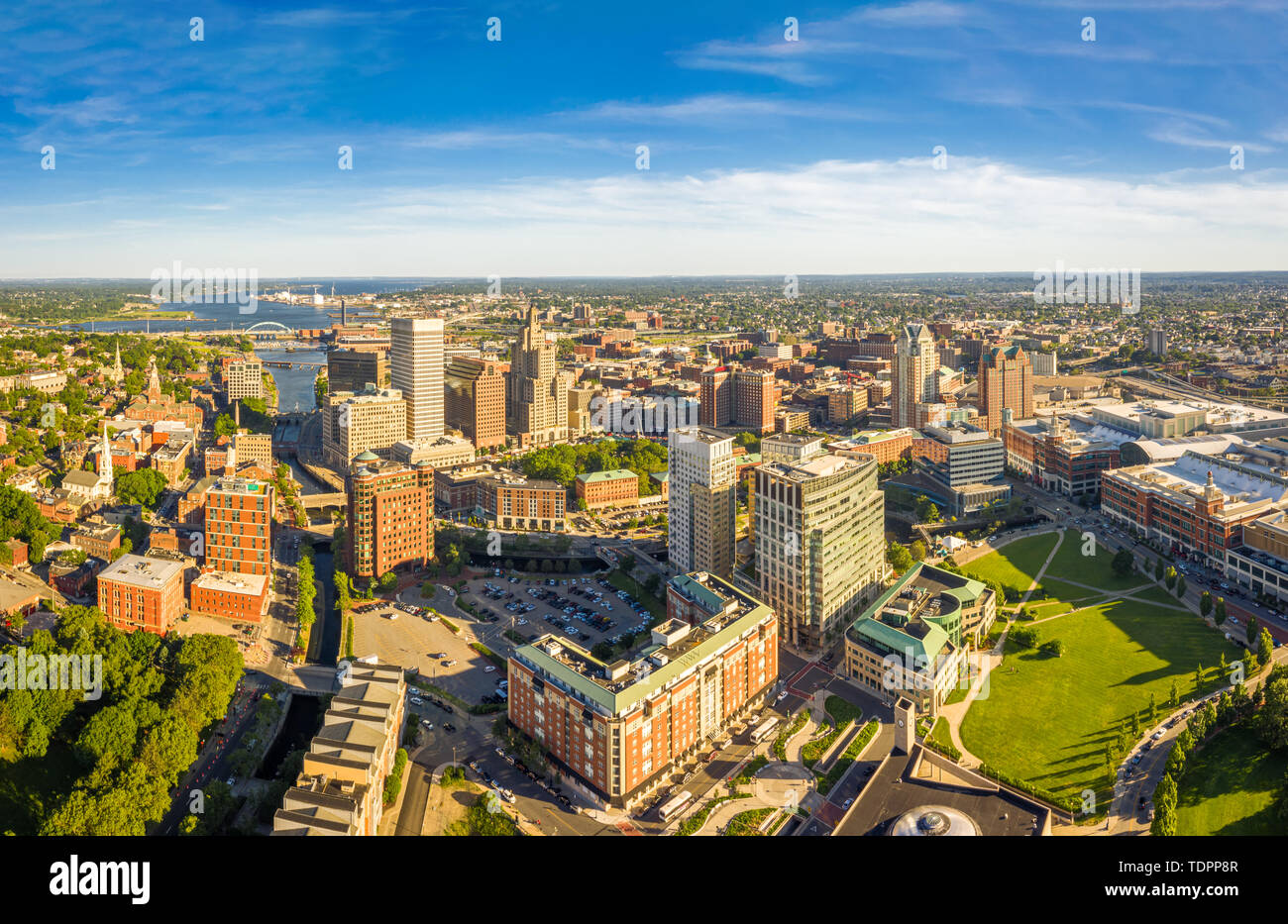 Aerial panorama of Providence, Rhode Island Stock Photo