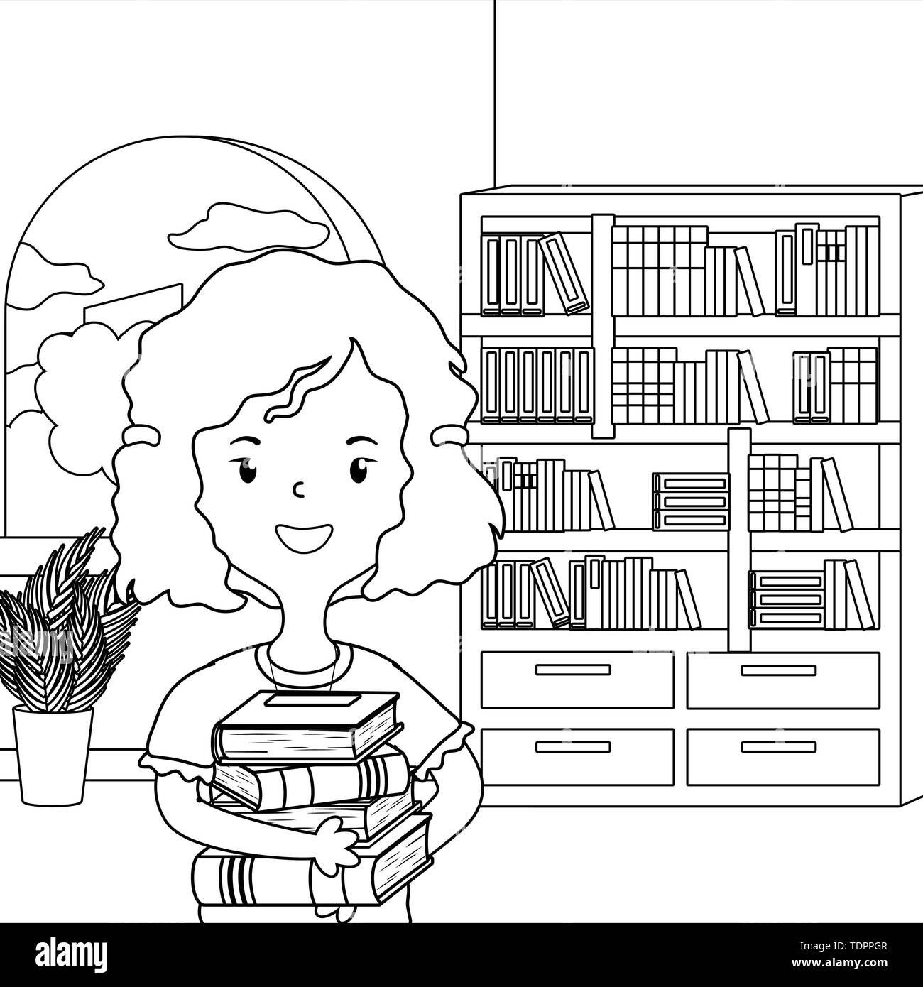 Girl cartoon design, School education learning knowledge study and ...