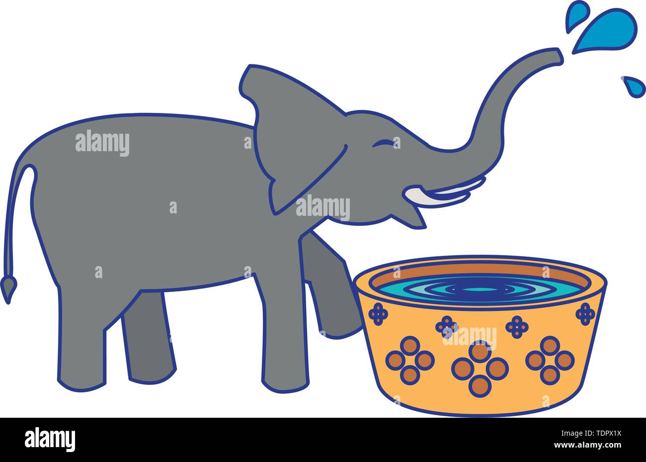 Baby african elephant drinking water Stock Vector Images Alamy