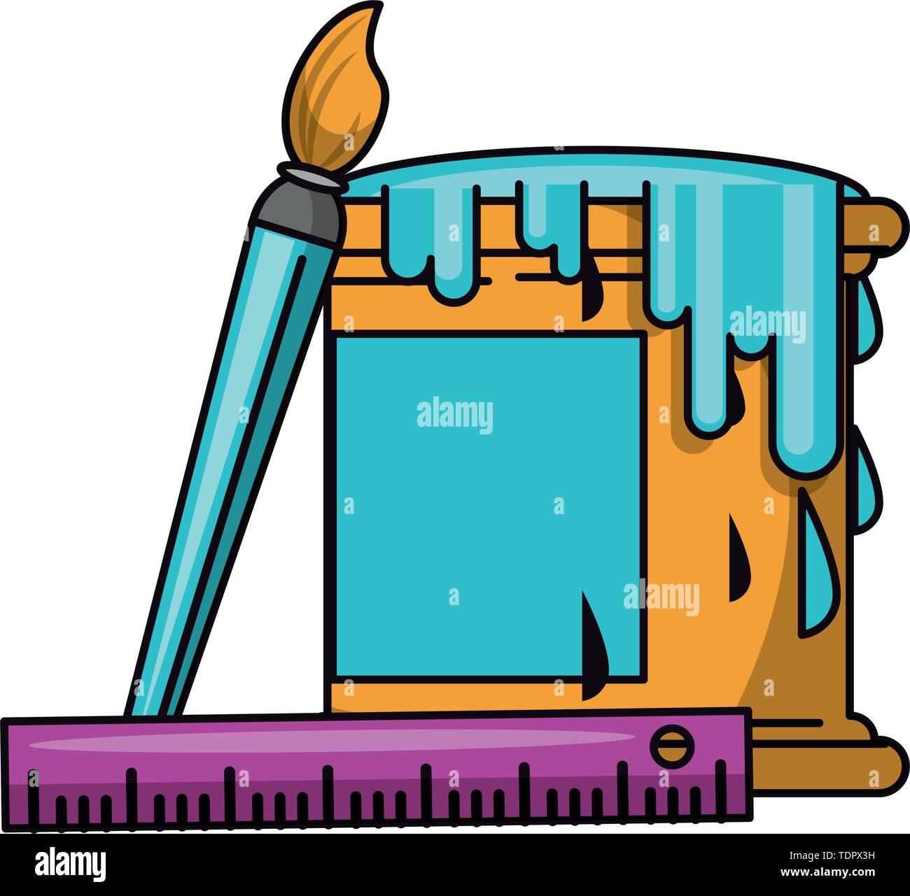 Paint bucket with brush and ruler symbols Stock Vector Image & Art - Alamy