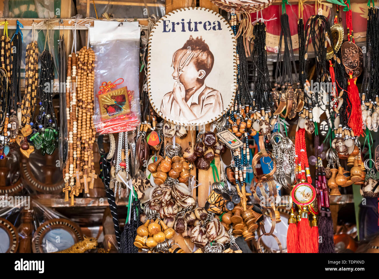 Souvenirs for sale at the Mercato of the indigenous people; Asmara, Central Region, Eritrea Stock Photo