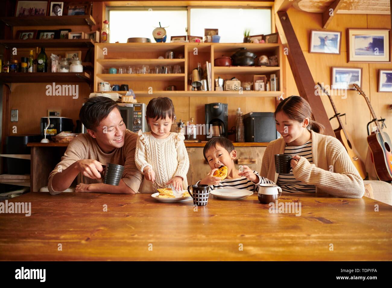 Japanese family at home Stock Photo