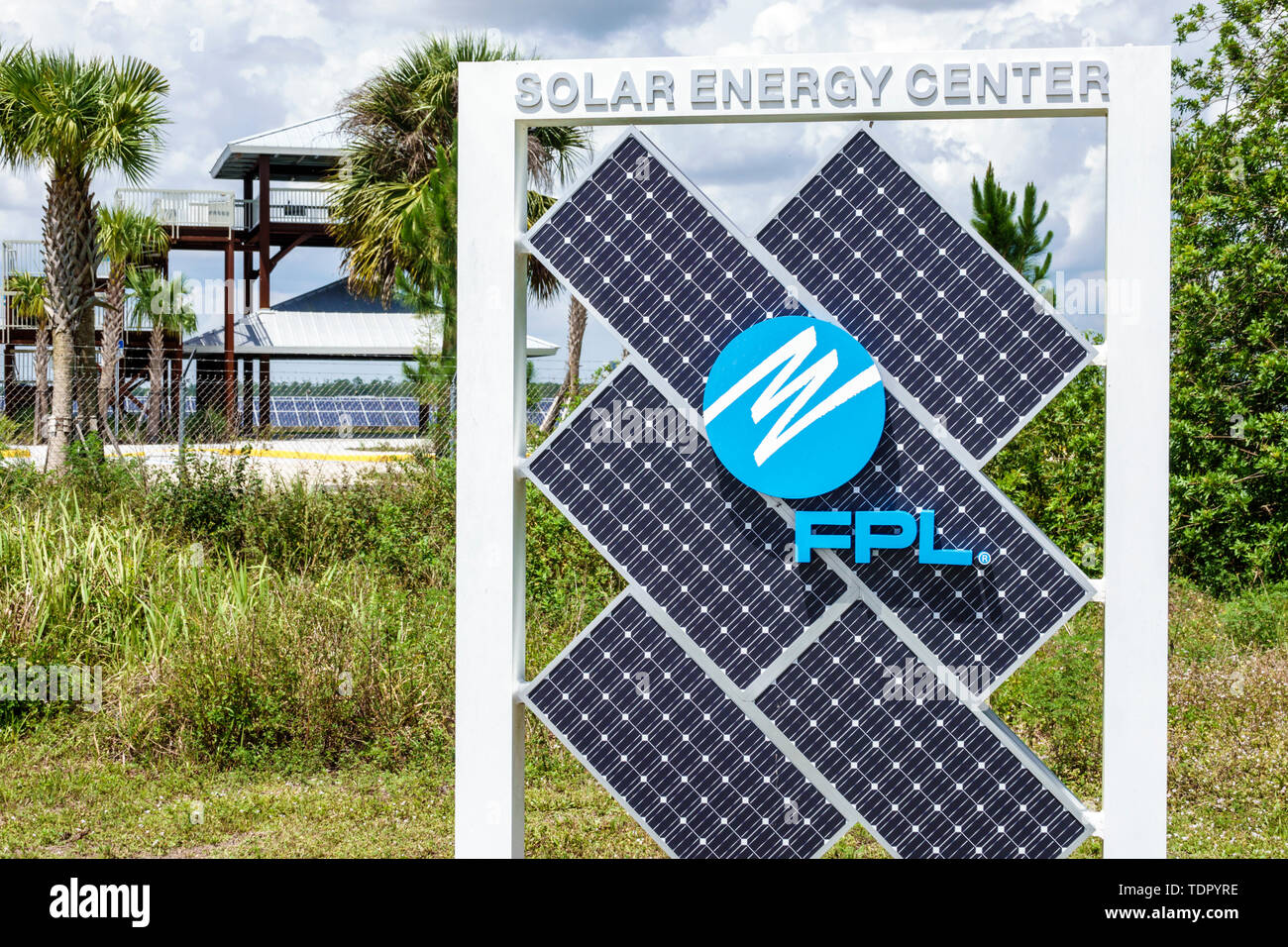 Babcock Ranch Florida,master planned community first solar-powered city,FPL Solar Energy Center centre,clean renewable energy,utility company,fenced i Stock Photo