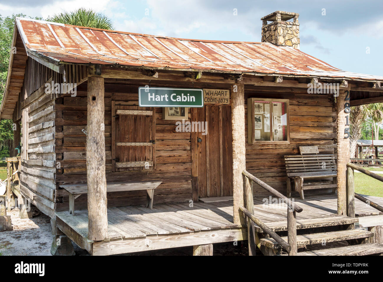 Florida,Zolfo Springs,Pioneer Park,Cracker Trail Museum,Hart Cabin,1879,old Florida,history,heritage,preservation,FL190510039 Stock Photo