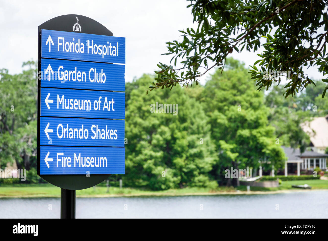 Orlando Florida,Loch Haven Park,Lake Estelle,directional sign,FL190511009 Stock Photo