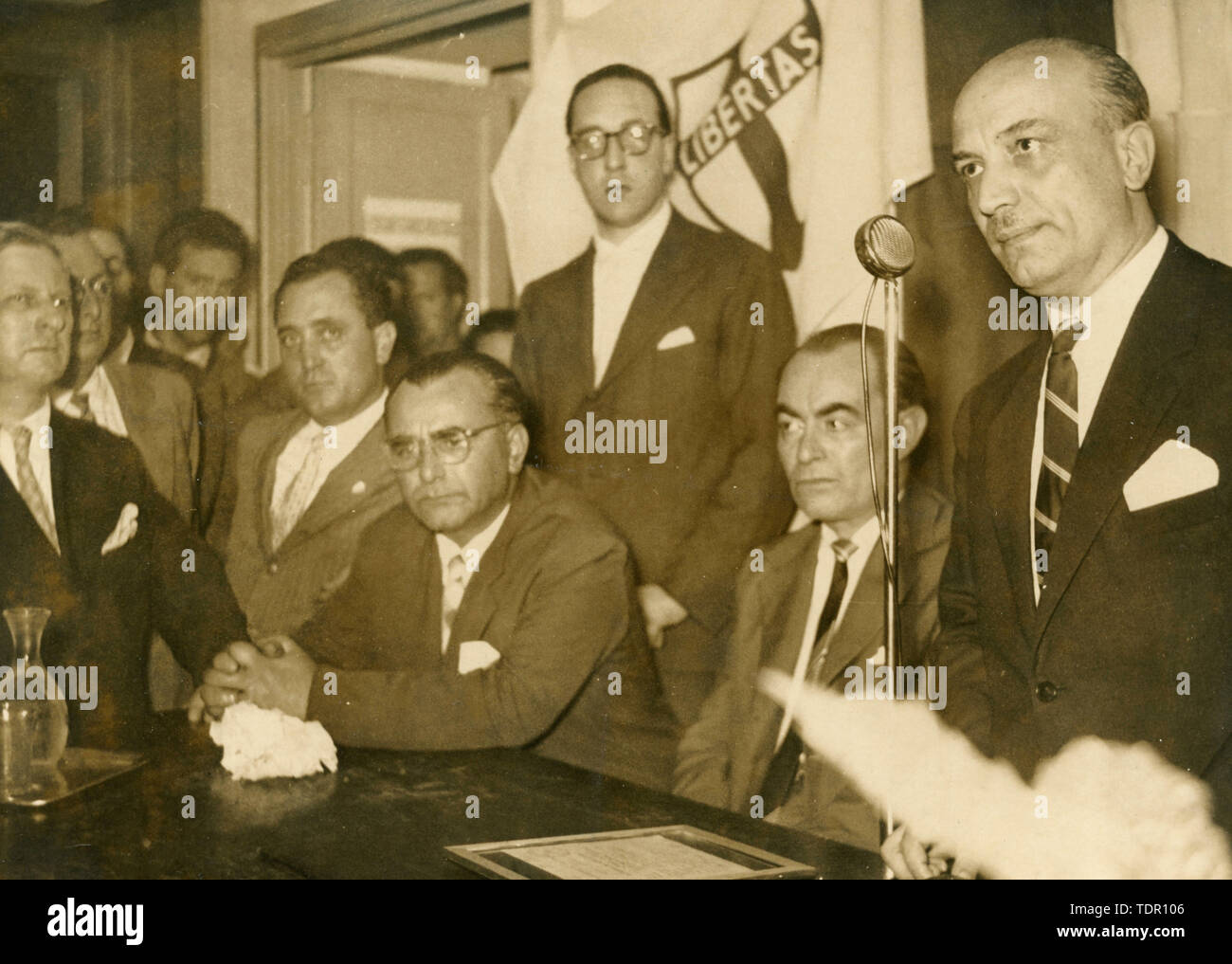 Italian Christian Democrats Party meeting, 1950s Stock Photo