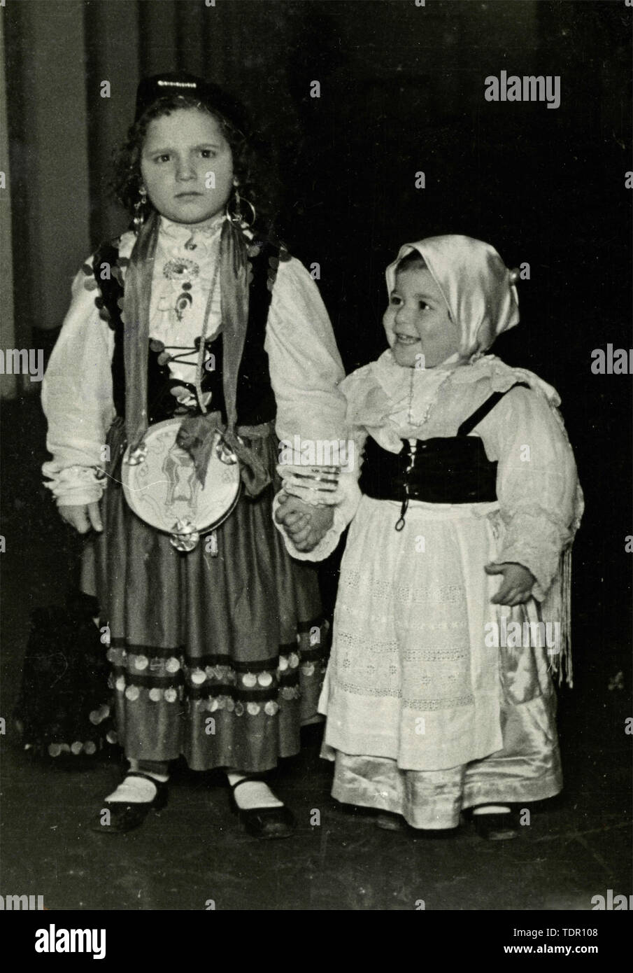 Child girls dressed for carnival, Italy 1940 Stock Photo