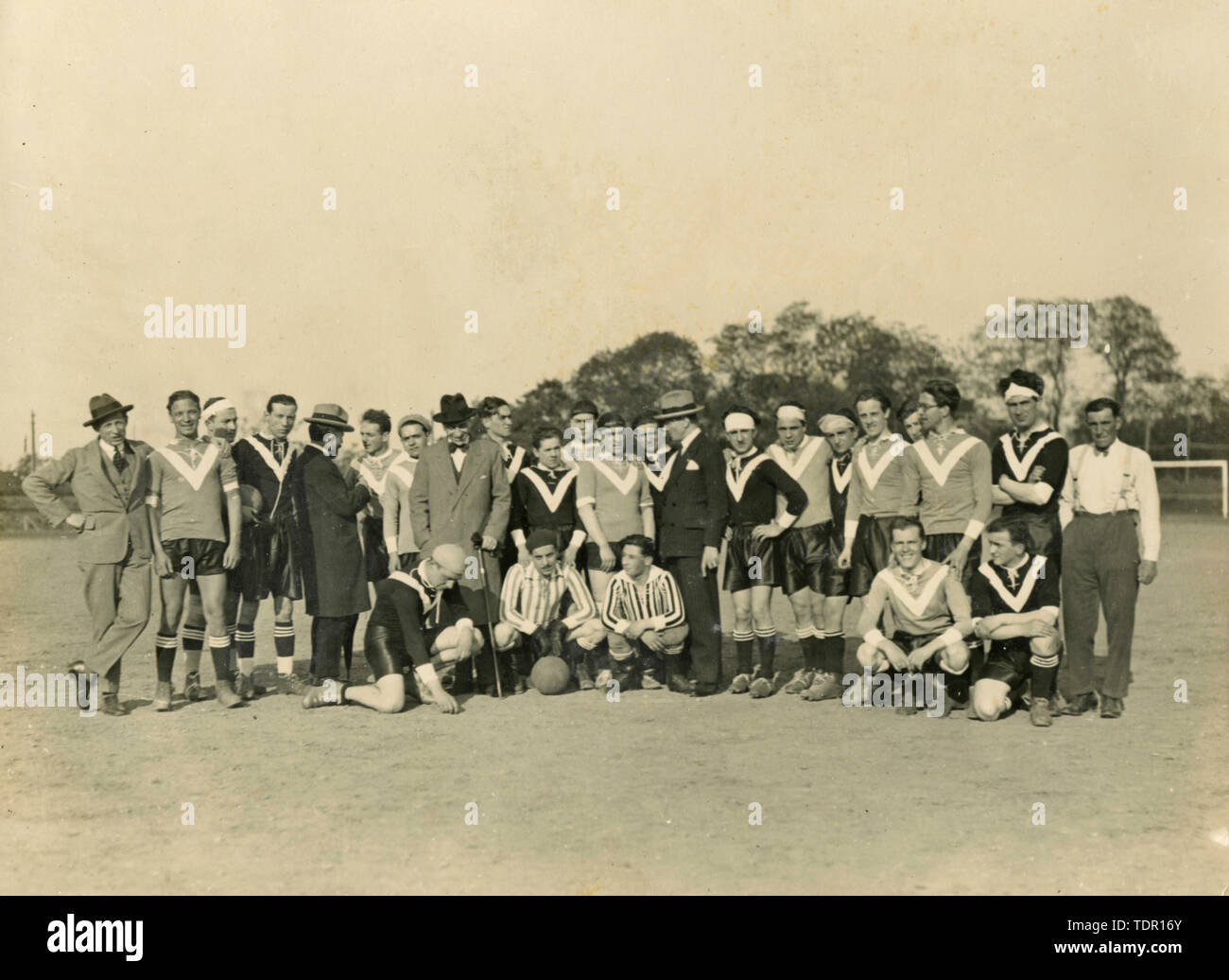 Unidentified football team, Italy 1930s Stock Photo