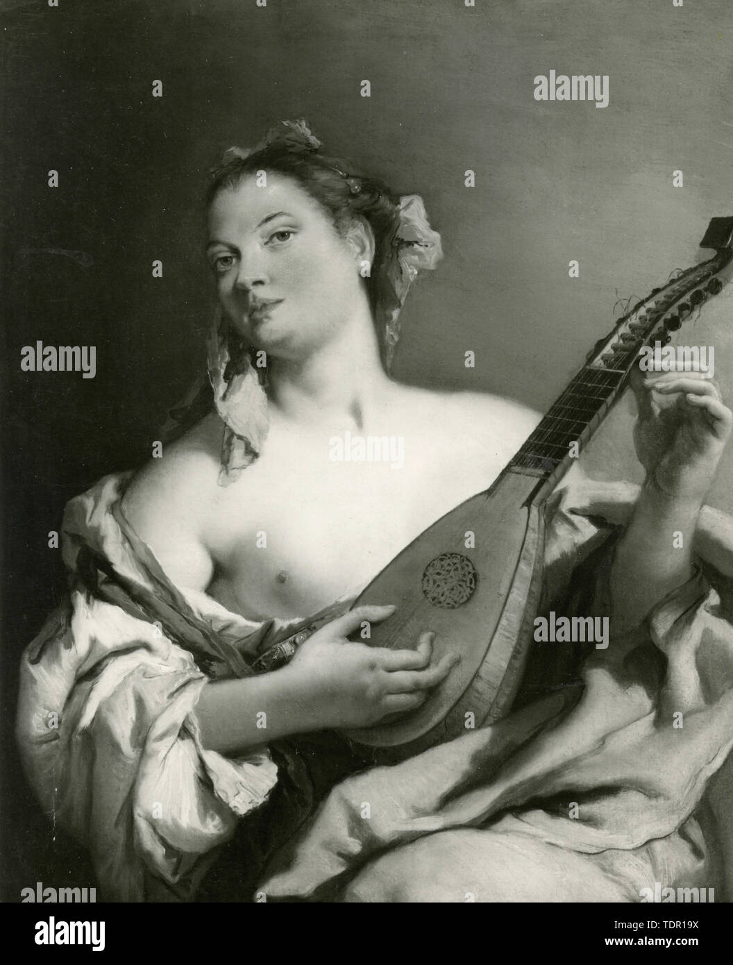 Woman with a Mandolin, painting by Giambattista Tiepolo Stock Photo