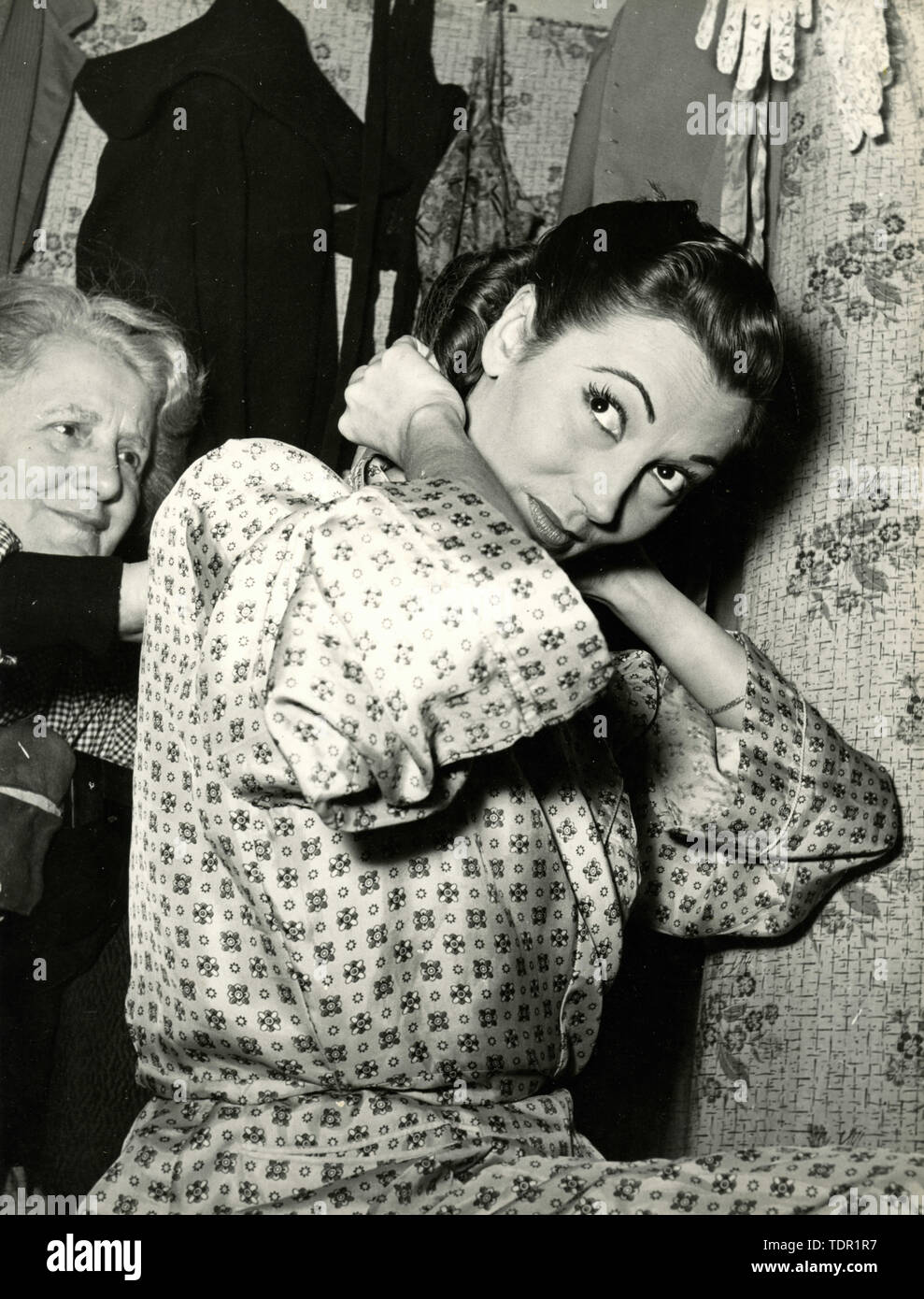 Italian actress Rosalia Maggio in the changing room, 1950s Stock Photo
