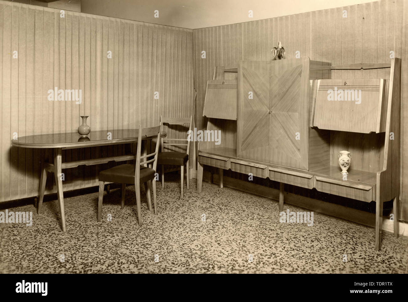 Living room, Italy 1950s Stock Photo