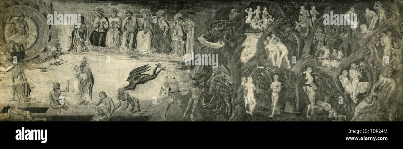 The Last Judgement, Left Side, painting by Giovanni di Paolo Stock Photo