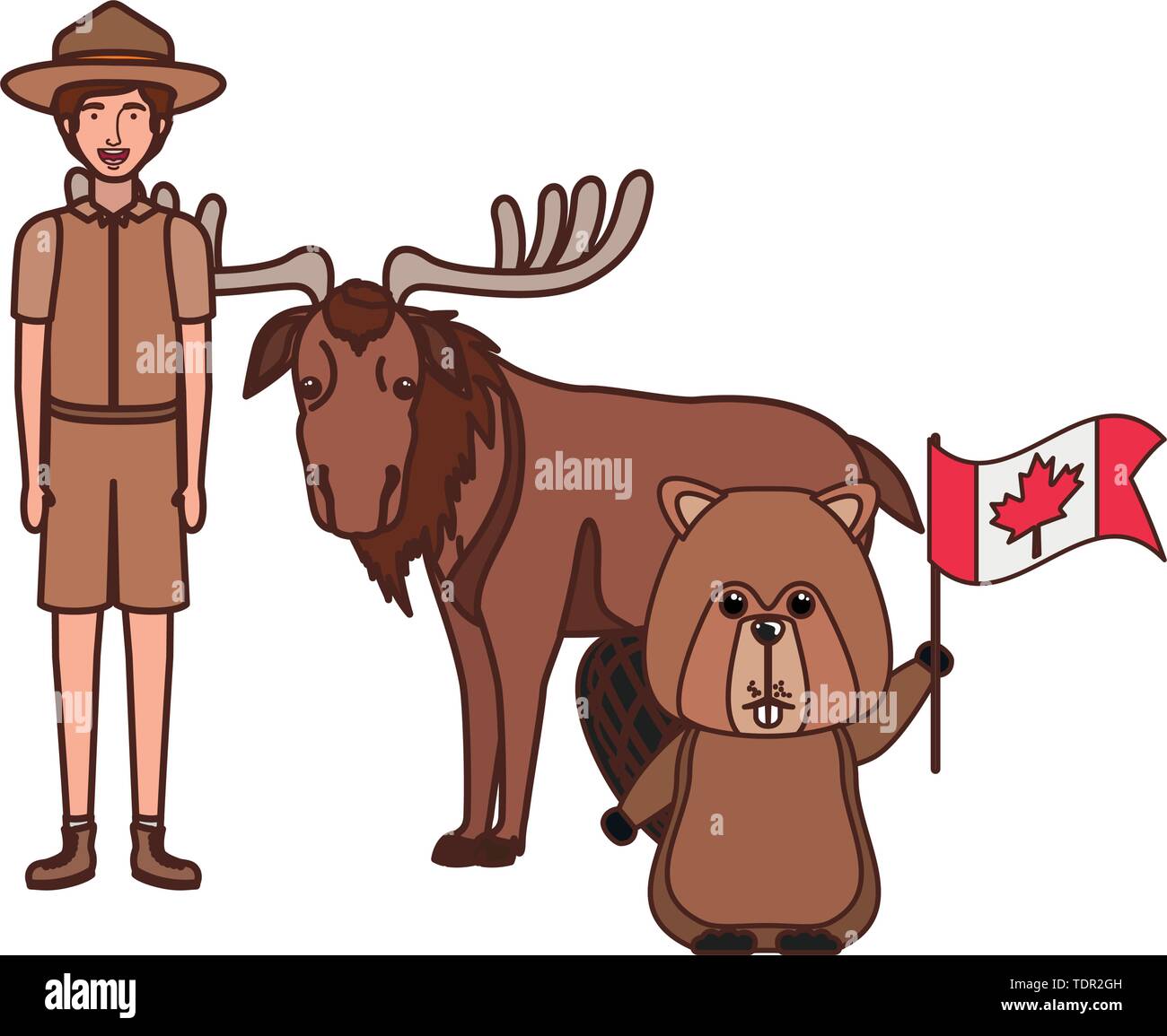 Beaver moose animal and ranger of canada design Stock Vector Image
