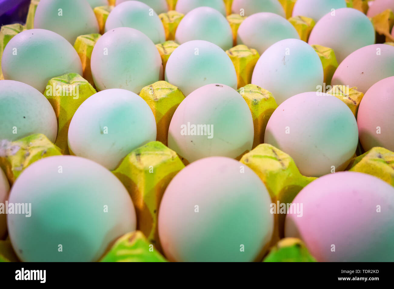 Eggs waiting for sale in the supermarket Stock Photo