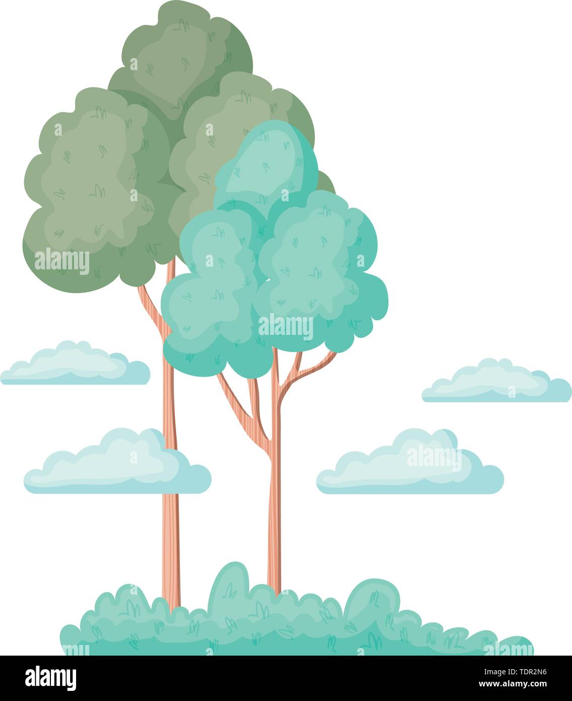 landscape with trees and plants isolated icon Stock Vector Image & Art ...
