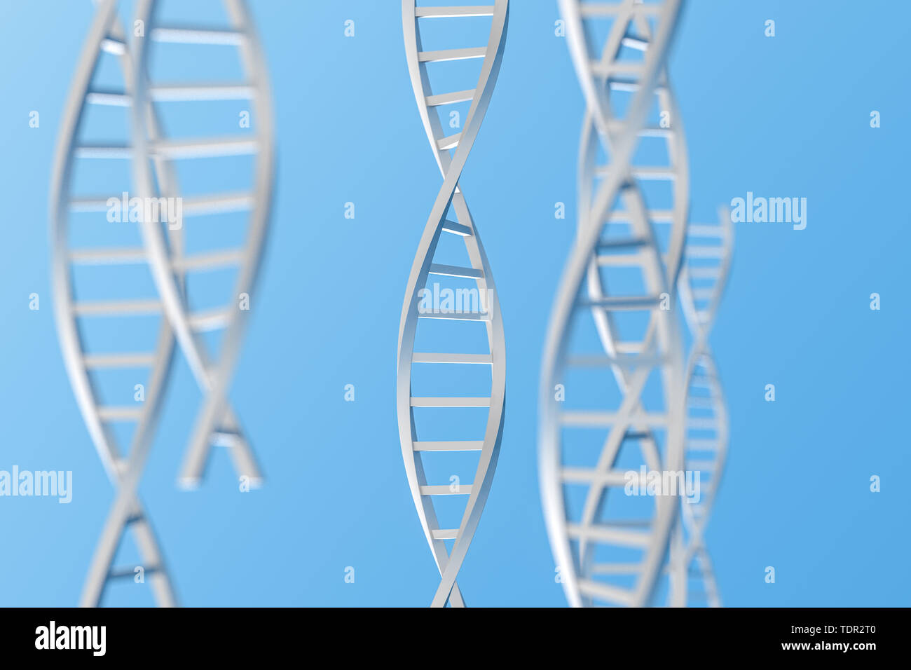 Three-dimensional rendering, DNA with divergent line technology background Stock Photo