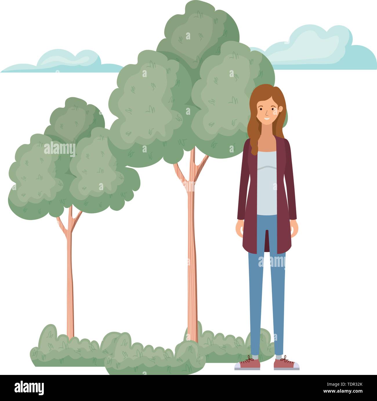 Beautiful young woman standing field Stock Vector Images - Alamy