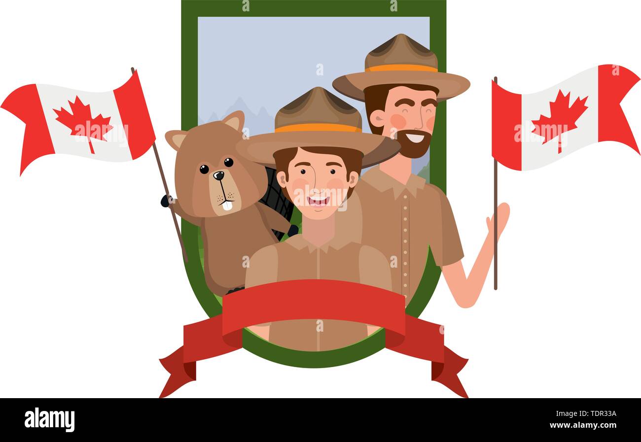 Beaver forest animal and ranger of canada design Stock Vector Image