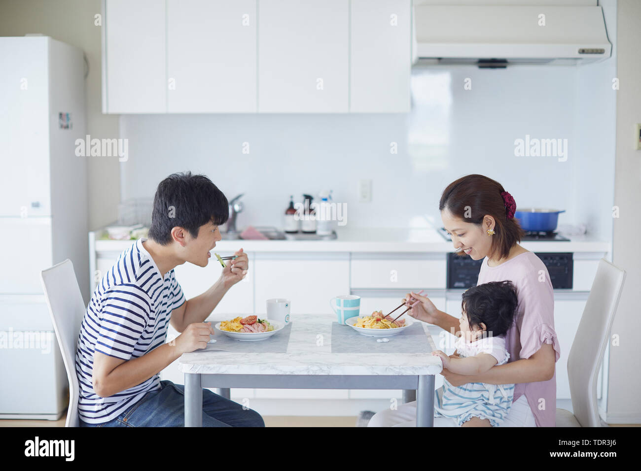 Japanese family at home Stock Photo
