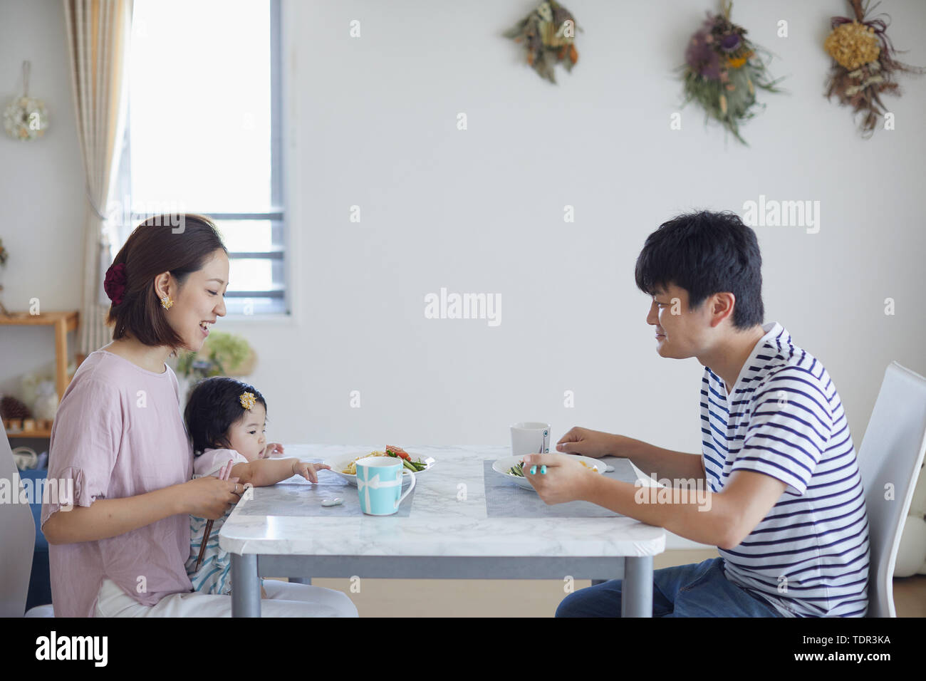 Japanese family at home Stock Photo