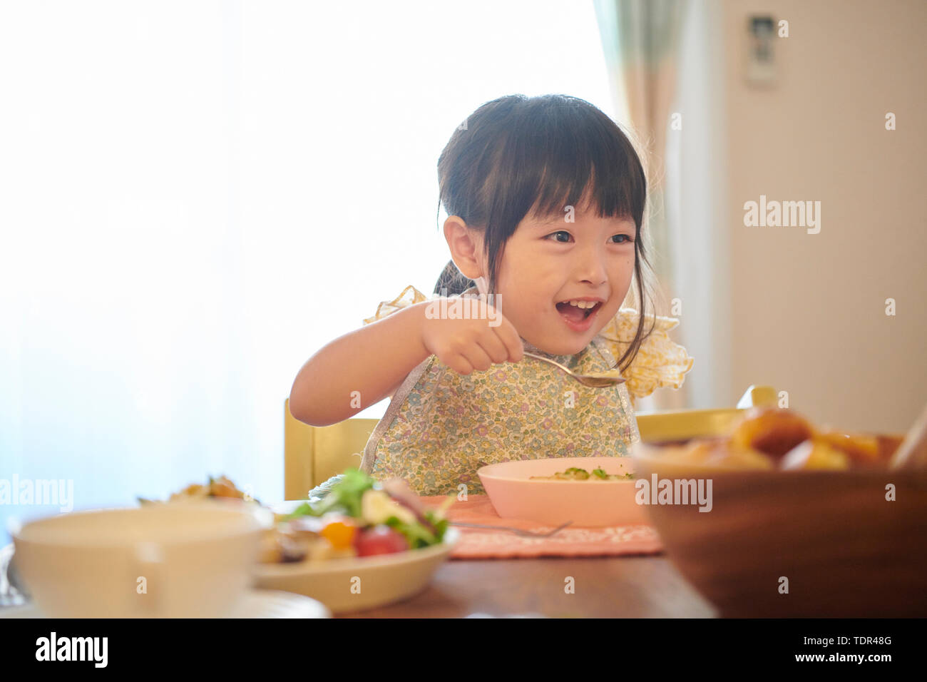 Japanese kid at home Stock Photo