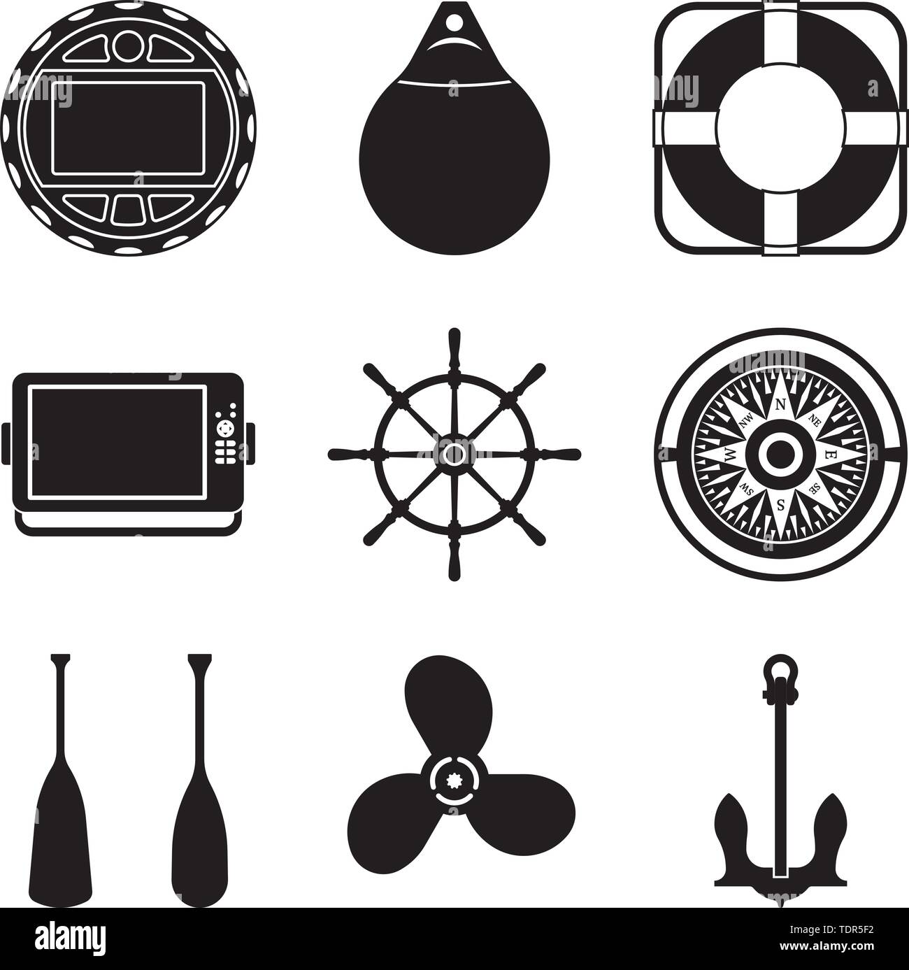 Set of boat parts. Flat icons. Silhouette vector Stock Vector Image & Art -  Alamy