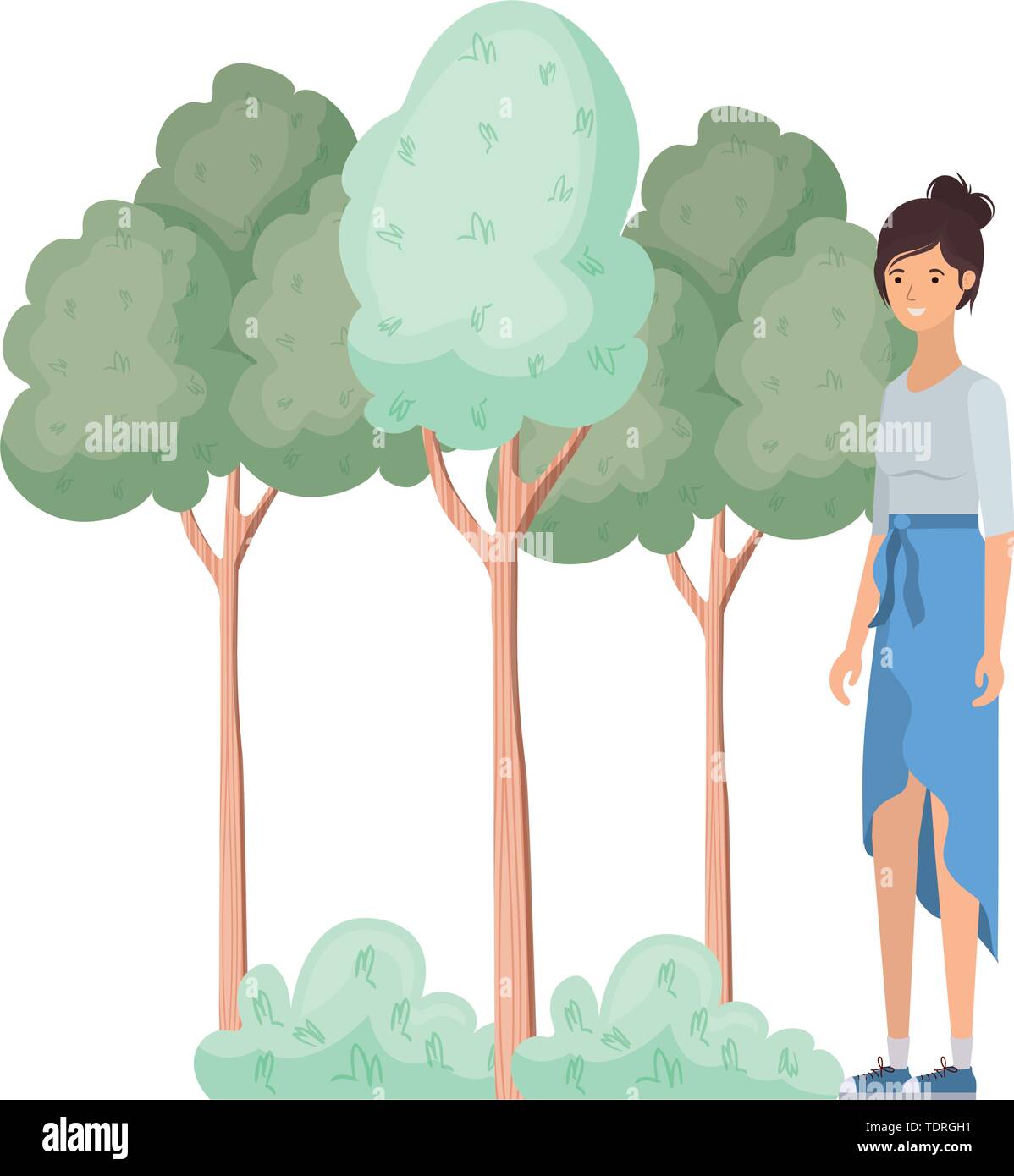 Beautiful young woman standing field Stock Vector Images - Alamy
