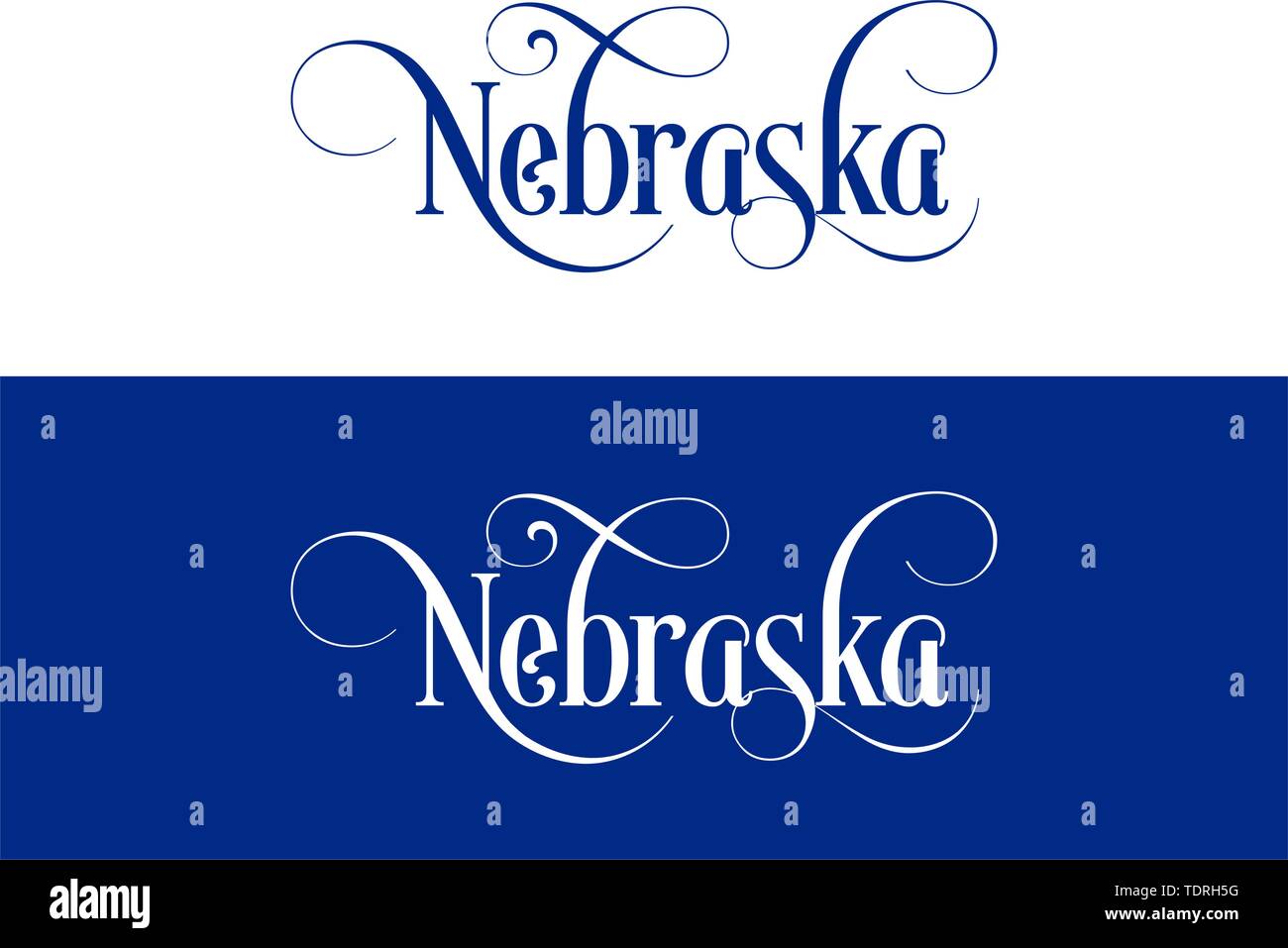 Typography of The USA Nebraska States Handwritten Illustration on