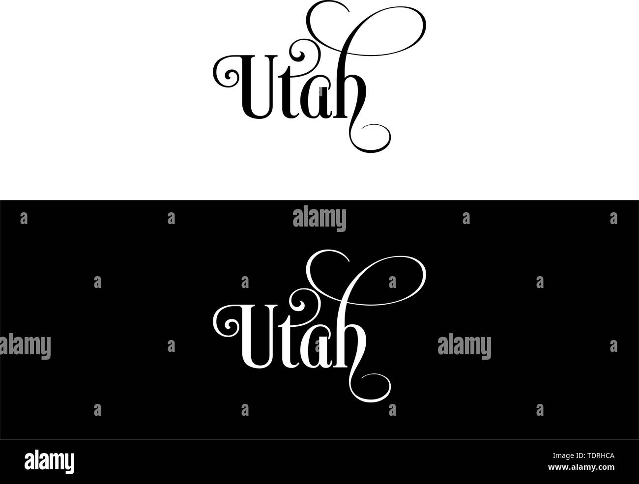 Typography of The USA Utah States Handwritten Illustration on Official U.S. State Colors. Modern Calligraphy Element for your design. Simple vector le Stock Vector
