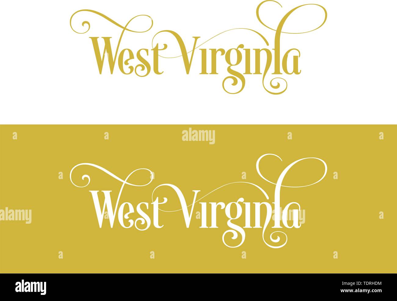 Typography of The USA West Virginia States Handwritten Illustration on