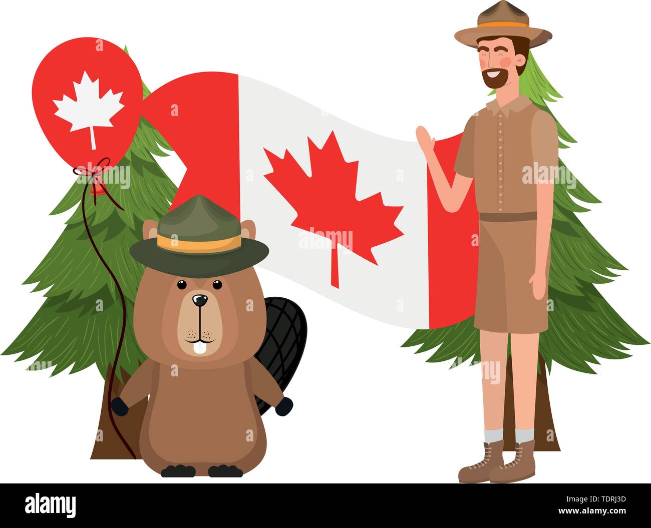 Beaver forest and ranger of canada design Stock Vector Image & Art Alamy