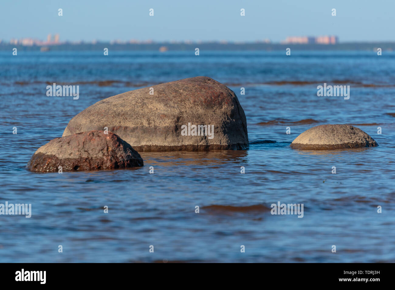 photo of large stones in the sea Stock Photo