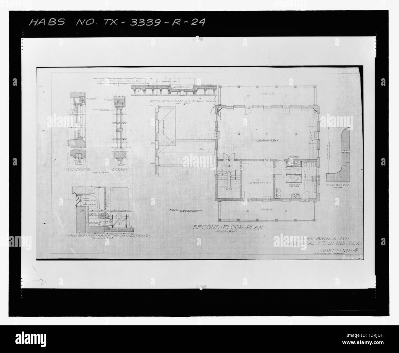 Photographic copy of Sheet No. 4 (1915) SECOND FLOOR PLAN Fort Bliss