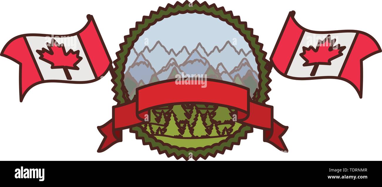 Pine tree label and canada symbol design Stock Vector Image & Art - Alamy