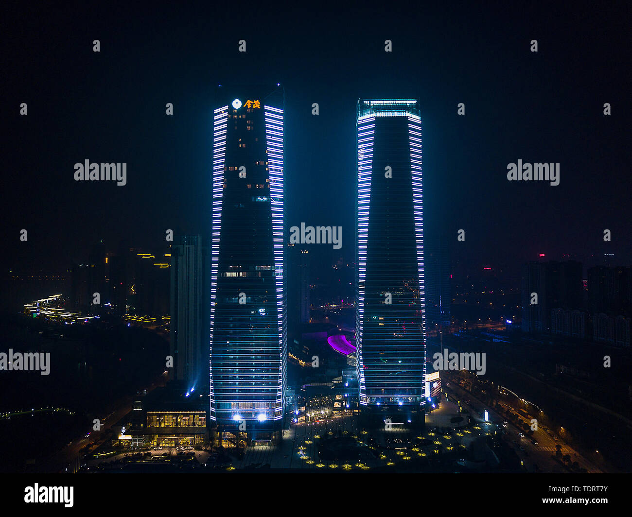 Jinmao Twin Towers, Changsha, Hunan Province Stock Photo
