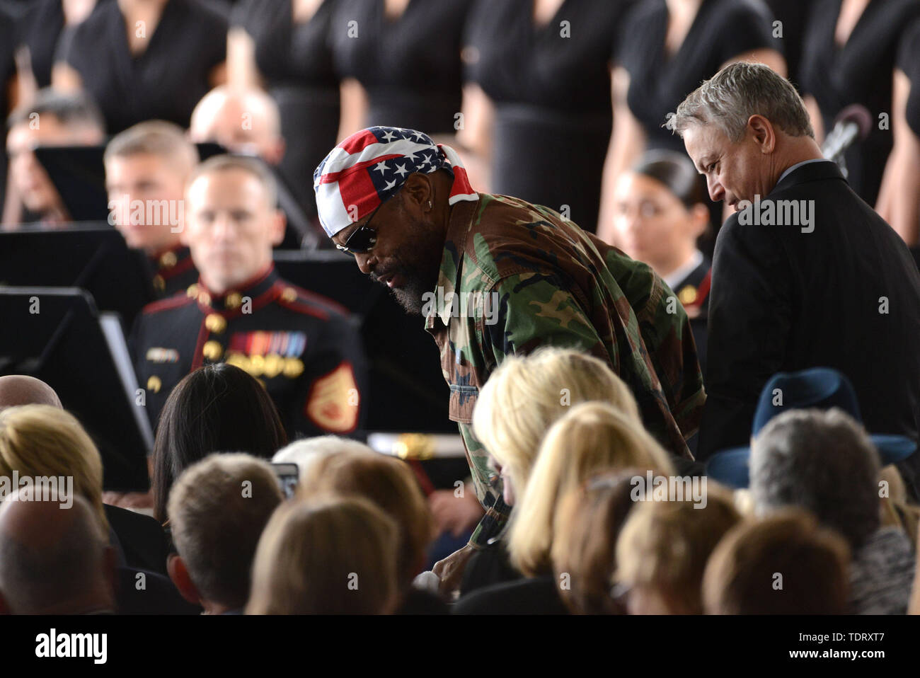 March 11, 2016 - Simi Valley, California - Mister T + Gary Sinise @ the Nancy Reagan funeral held @ the Ronald Reagan Presidential library...March 11, 2016 (Credit Image: Â© Chris Delmas/ZUMA Wire) Stock Photo