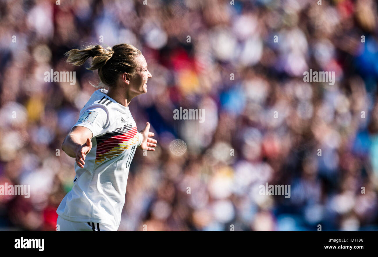 Montpellier. 17th June, 2019. Alexandra Popp of Germany celebrates during the group B match between Germany and South Africa at the 2019 FIFA Women's World Cup in Montpellier, France on June 17, 2019. Credit: Xiao Yijiu/Xinhua/Alamy Live News Stock Photo