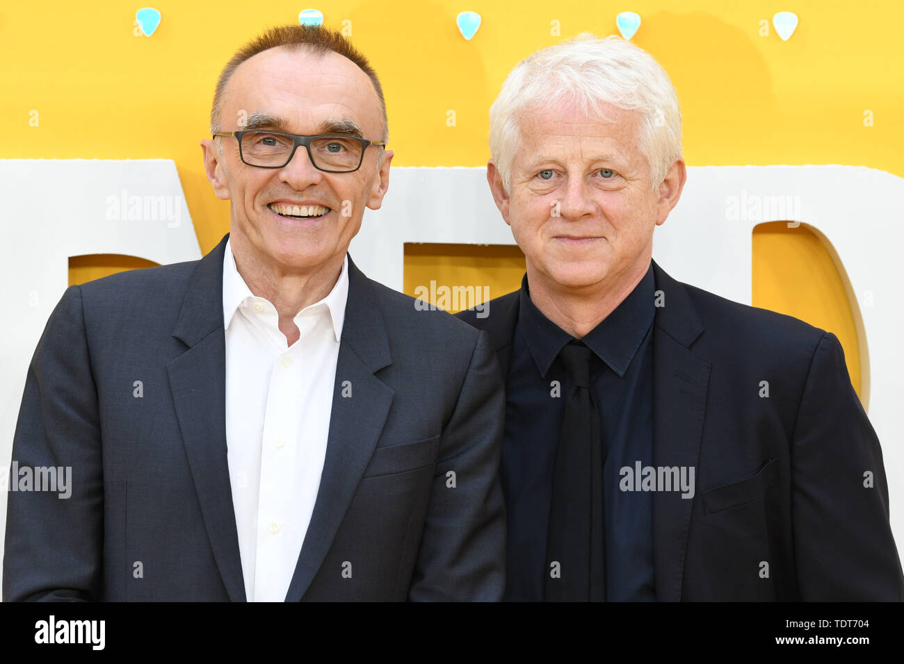 London, UK. 18th June, 2019. LONDON, UK. June 18, 2019: Danny Boyle and Richard Curtis arriving for the UK premiere of 'Yesterday' at the Odeon Luxe, Leicester Square, London. Picture: Steve Vas/Featureflash Credit: Paul Smith/Alamy Live News Stock Photo