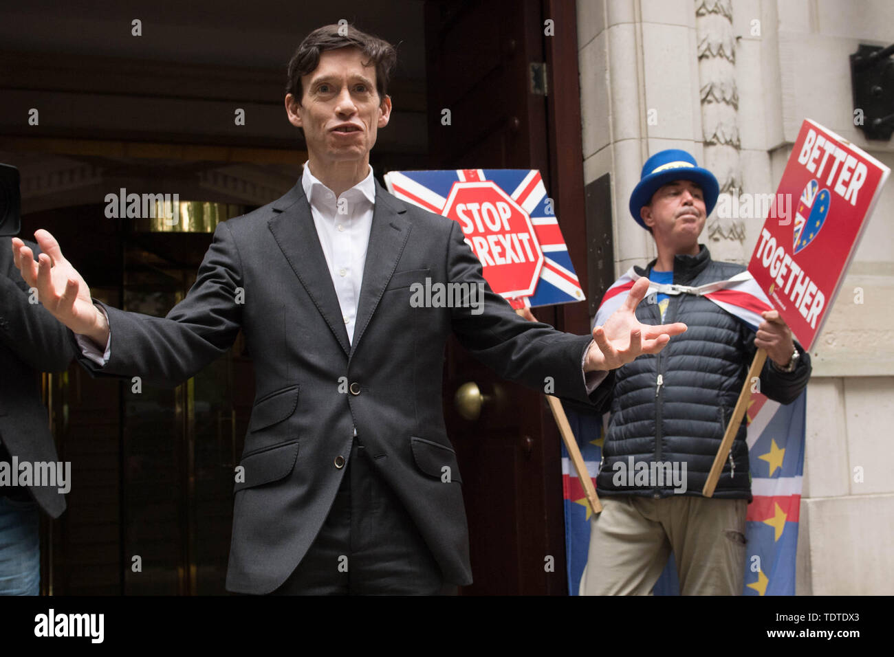 Conservative party leadership contender Rory Stewart outside Millbank television studios in London. Stock Photo
