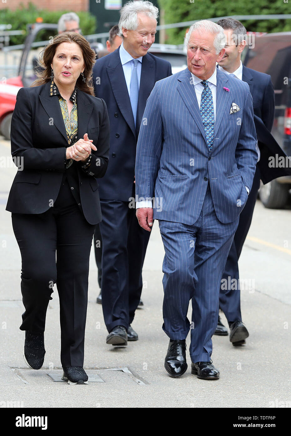 The Prince of Wales with producer Barbara Broccoli during a visit to