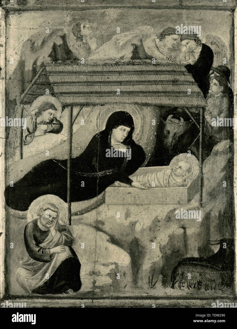 The Nativity, painting attributed to Giotto di Bondone Stock Photo