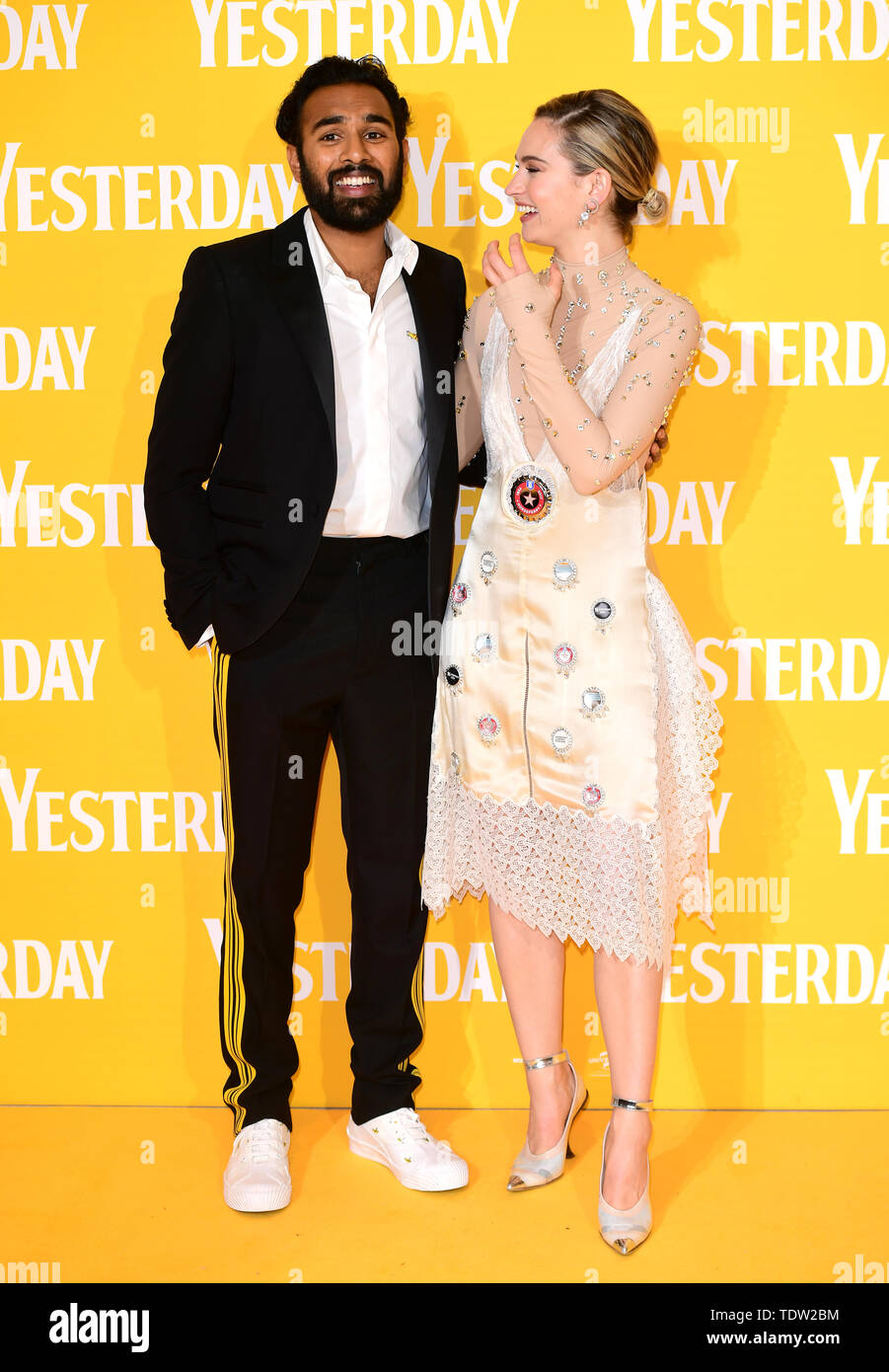 Himesh Patel (left) and Lily James attending the Yesterday UK Premiere held  in London, UK Stock Photo - Alamy